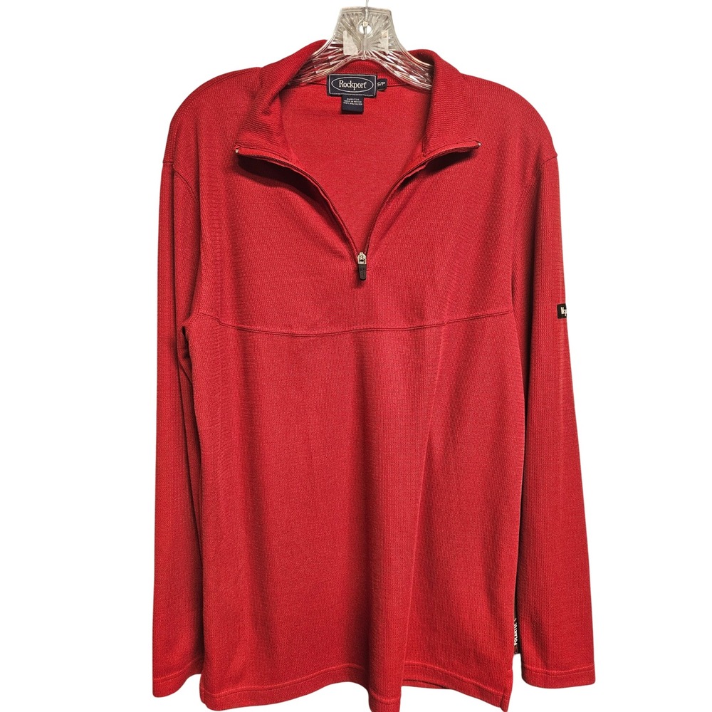 Rockport XCS Polartec Mens Small Red Quarter Zip Fleece Pullover Long Sleeve Top